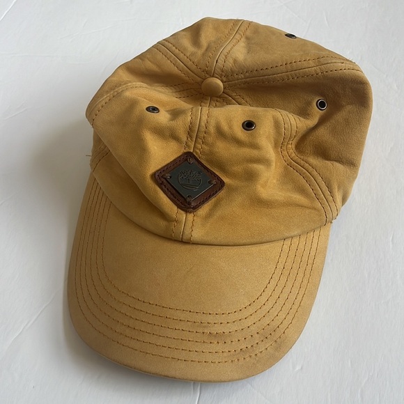 Timberland Baseball Cap Hat Leather Yellow and Brown - Picture 3 of 9